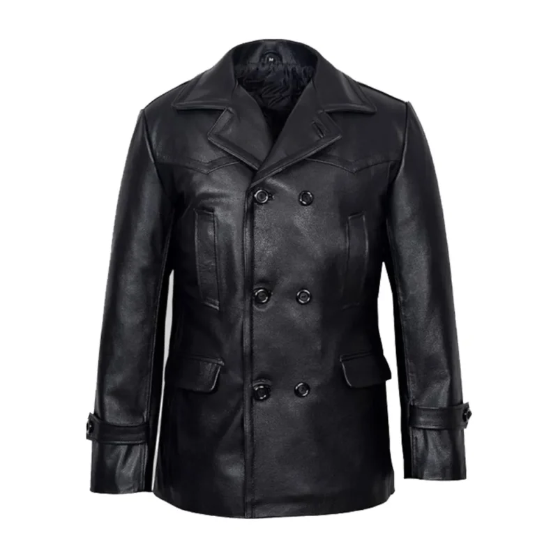 Double Breasted Leather Coat